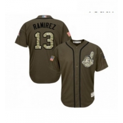 Youth Cleveland Indians 13 Hanley Ramirez Authentic Green Salute to Service Baseball Jersey 