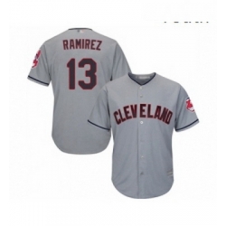 Youth Cleveland Indians 13 Hanley Ramirez Replica Grey Road Cool Base Baseball Jersey 