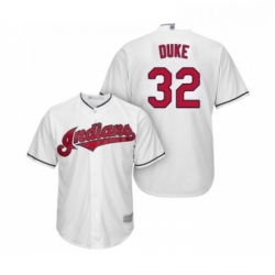 Youth Cleveland Indians 32 Zach Duke Replica White Home Cool Base Baseball Jersey 