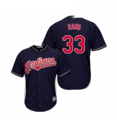 Youth Cleveland Indians 33 Brad Hand Replica Navy Blue Alternate 1 Cool Base Baseball Jersey 