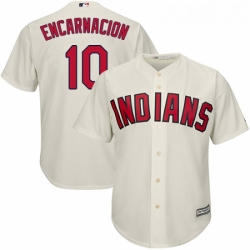 Youth Majestic Cleveland Indians 10 Edwin Encarnacion Authentic Cream Alternate 2 Cool Base MLB Jersey