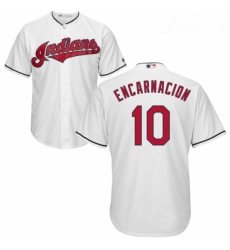 Youth Majestic Cleveland Indians 10 Edwin Encarnacion Replica White Home Cool Base MLB Jersey