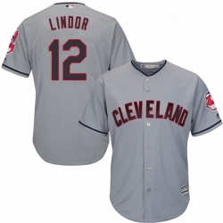 Youth Majestic Cleveland Indians 12 Francisco Lindor Authentic Grey Road Cool Base MLB Jersey