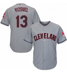 Youth Majestic Cleveland Indians 13 Omar Vizquel Authentic Grey Road Cool Base MLB Jersey 