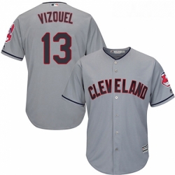Youth Majestic Cleveland Indians 13 Omar Vizquel Authentic Grey Road Cool Base MLB Jersey 