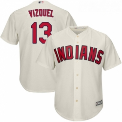 Youth Majestic Cleveland Indians 13 Omar Vizquel Replica Cream Alternate 2 Cool Base MLB Jersey 