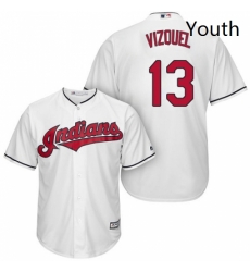 Youth Majestic Cleveland Indians 13 Omar Vizquel Replica White Home Cool Base MLB Jersey 