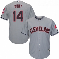 Youth Majestic Cleveland Indians 14 Larry Doby Authentic Grey Road Cool Base MLB Jersey