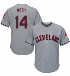 Youth Majestic Cleveland Indians 14 Larry Doby Replica Grey Road Cool Base MLB Jersey