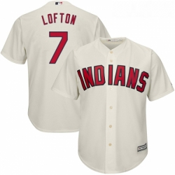 Youth Majestic Cleveland Indians 7 Kenny Lofton Replica Cream Alternate 2 Cool Base MLB Jersey