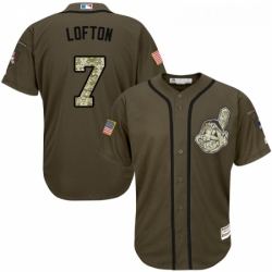 Youth Majestic Cleveland Indians 7 Kenny Lofton Replica Green Salute to Service MLB Jersey