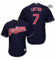 Youth Majestic Cleveland Indians 7 Kenny Lofton Replica Navy Blue Alternate 1 Cool Base MLB Jersey