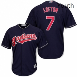 Youth Majestic Cleveland Indians 7 Kenny Lofton Replica Navy Blue Alternate 1 Cool Base MLB Jersey