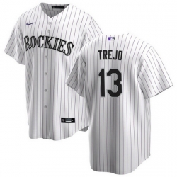 Men Colorado Rockies 13 Alan Trejo White Stitched Baseball Jersey