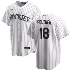 Men Colorado Rockies 18 Ryan Feltner White Stitched Baseball Jersey