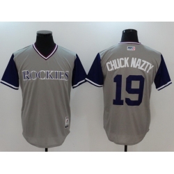 Men Colorado Rockies 19 Chuck nazty Gray Game Legend Edition MLB Jersey