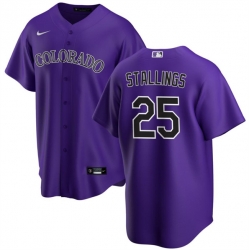 Men Colorado Rockies 25 Jacob Stallings Purple Cool Base Stitched Baseball Jersey