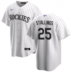 Men Colorado Rockies 25 Jacob Stallings White Cool Base Stitched Baseball Jersey