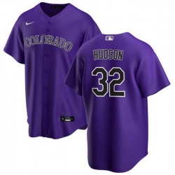 Men Colorado Rockies 32 Dakota Hudson Purple Cool Base Stitched Baseball Jersey