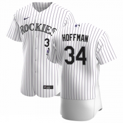 Men Colorado Rockies 34 Jeff Hoffman Men Nike White Home 2020 Flex Base Player MLB Jersey