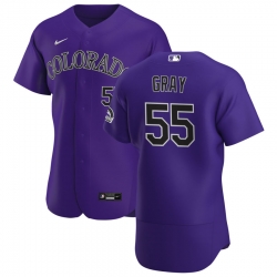 Men Colorado Rockies 55 Jon Gray Men Nike Purple Alternate 2020 Flex Base Player MLB Jersey