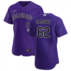 Men Colorado Rockies 62 Yency Almonte Men Nike Purple Alternate 2020 Flex Base Player MLB Jersey
