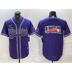 Men Colorado Rockies Purple Team Big Logo Cool Base Stitched Baseball JerseyS