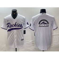 Men Colorado Rockies White Team Big Logo Cool Base Stitched Baseball Jerseys