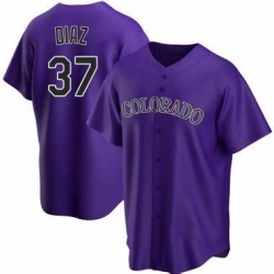 Men Nike Colorado Rockies 37 Jairo Diaz Purple Black Flex Base MLB Jersey