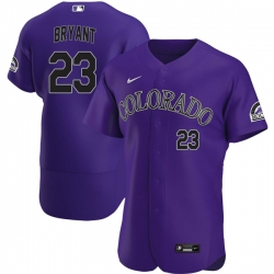 Men Nike Colorado Rockies Kris Bryant #23 Black Purple Stitched Baseball Jersey