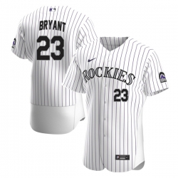 Men Nike Colorado Rockies Kris Bryant #23 White Stitched Baseball Jersey
