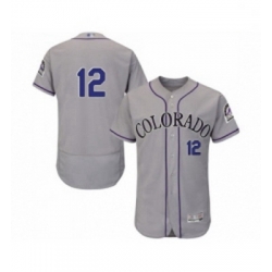 Mens Colorado Rockies 12 Mark Reynolds Grey Road Flex Base Authentic Collection Baseball Jersey