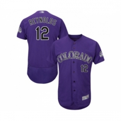 Mens Colorado Rockies 12 Mark Reynolds Purple Alternate Flex Base Authentic Collection Baseball Jersey