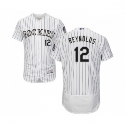 Mens Colorado Rockies 12 Mark Reynolds White Home Flex Base Authentic Collection Baseball Jersey