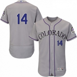 Mens Majestic Colorado Rockies 14 Tony Wolters Grey Road Flex Base Authentic Collection MLB Jersey
