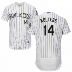 Mens Majestic Colorado Rockies 14 Tony Wolters White Home Flex Base Authentic Collection MLB Jersey