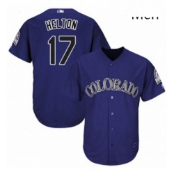 Mens Majestic Colorado Rockies 17 Todd Helton Replica Purple Alternate 1 Cool Base MLB Jersey