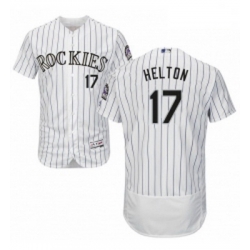 Mens Majestic Colorado Rockies 17 Todd Helton White Home Flex Base Authentic Collection MLB Jersey