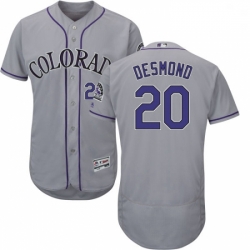 Mens Majestic Colorado Rockies 20 Ian Desmond Grey Flexbase Authentic Collection MLB Jersey