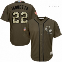 Mens Majestic Colorado Rockies 22 Chris Iannetta Authentic Green Salute to Service MLB Jersey 
