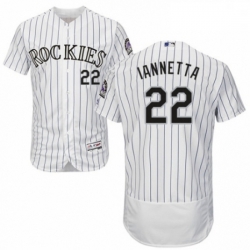 Mens Majestic Colorado Rockies 22 Chris Iannetta White Home Flex Base Authentic Collection MLB Jersey