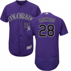 Mens Majestic Colorado Rockies 28 Nolan Arenado Purple Alternate Flex Base Authentic Collection MLB Jersey 