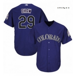 Mens Majestic Colorado Rockies 29 Bryan Shaw Replica Purple Alternate 1 Cool Base MLB Jersey 