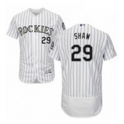 Mens Majestic Colorado Rockies 29 Bryan Shaw White Home Flex Base Authentic Collection MLB Jersey