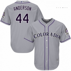 Mens Majestic Colorado Rockies 44 Tyler Anderson Replica Grey Road Cool Base MLB Jersey 