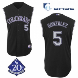 Mens Majestic Colorado Rockies 5 Carlos Gonzalez Authentic Black Vest Style MLB Jersey