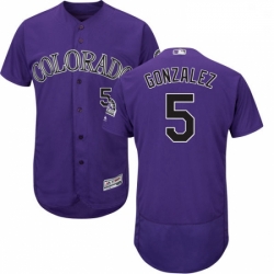 Mens Majestic Colorado Rockies 5 Carlos Gonzalez Purple Alternate Flex Base Authentic Collection MLB Jersey