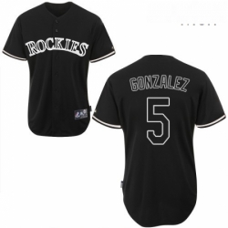 Mens Majestic Colorado Rockies 5 Carlos Gonzalez Replica Black Fashion MLB Jersey