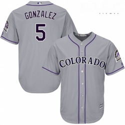 Mens Majestic Colorado Rockies 5 Carlos Gonzalez Replica Grey Road Cool Base MLB Jersey