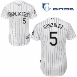 Mens Majestic Colorado Rockies 5 Carlos Gonzalez Replica White Home Cool Base MLB Jersey
